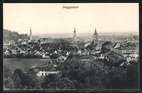 AK Deggendorf, Ortsansicht aus der Vogelschau