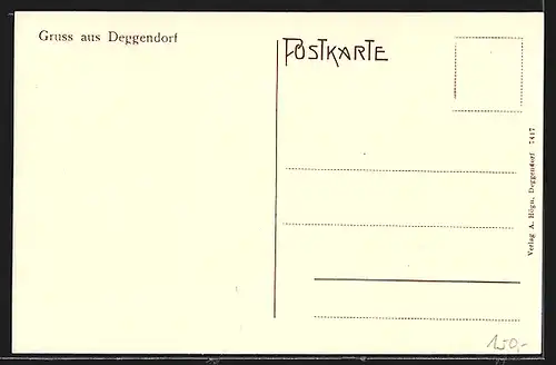 AK Deggendorf, Ortsansicht aus der Vogelschau