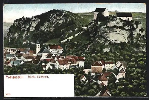 AK Pottenstein, Teilansicht mit Burgberg