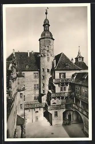 AK Langenburg, Ostseite des Schlosshofs