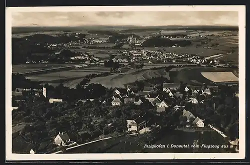 AK Inzigkofen i. Donautal, Ortsansicht vom Flugzeug aus