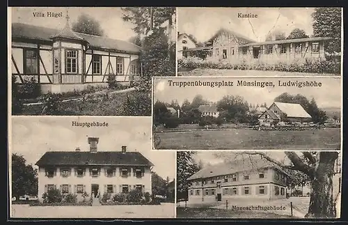 AK Münsingen /Ludwigshöhe, Kantine, Villa Hügel, Hauptgebäude, Mannschaftsgebäude