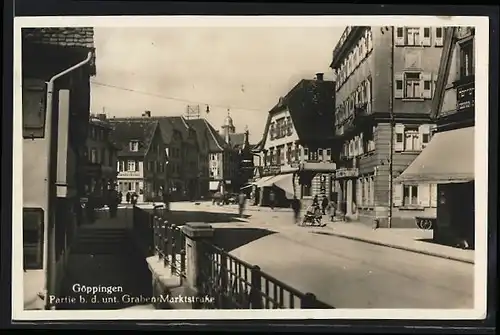 AK Göppingen, Partie b. d. unt. Graben-Marktstrasse