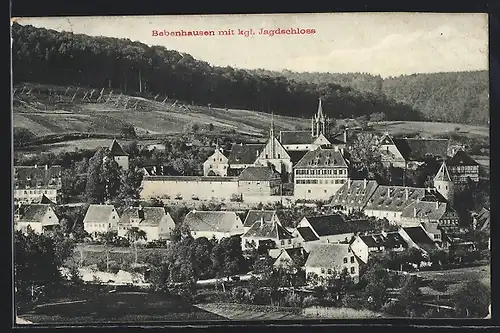 AK Bebenhausen, Ortsansicht mit kgl. Jagdschloss