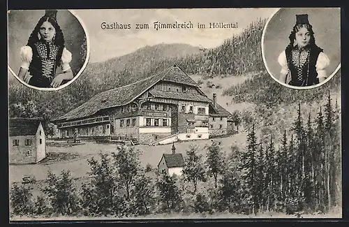 Künstler-AK Kirchzarten, Gasthaus zum Himmelreich im Höllental