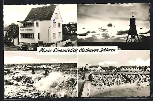 AK Cuxhaven-Dühnen, Pension Haus Strandblick, Strandleben