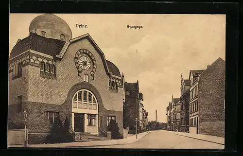 AK Peine, Synagoge mit Strassenansicht