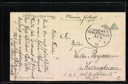 AK Kriegsschiff S.M.S. Stuttgart auf See