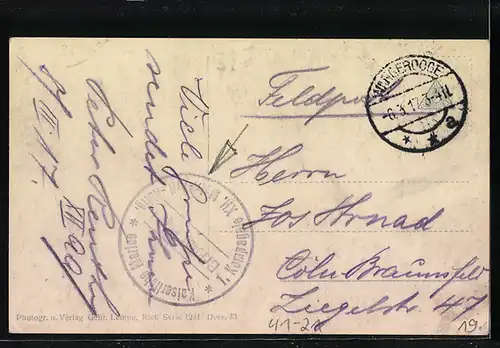 AK Kriegsschiff S.M.S. Stralsund vor der Ausfahrt