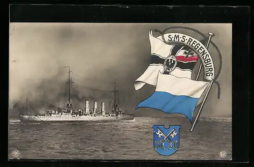 AK Kriegsschiff SMS Regensburg, Wappen