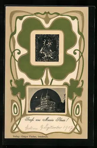 Präge-AK Maria Plain, Kirche, Madonnenbild