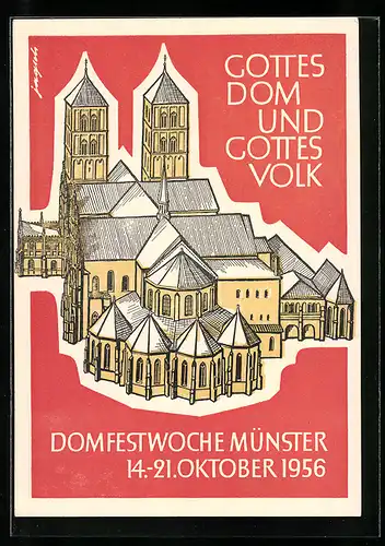 AK Münster, Domfestwoche 1956, Domansicht