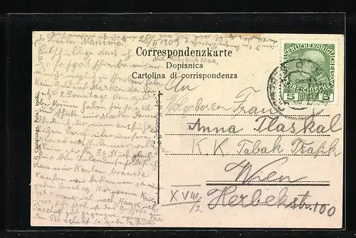 AK Kriegsschiff SMS Wien auf Reede