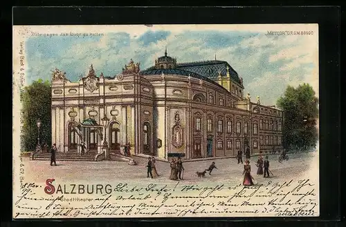 Lithographie Salzburg, Stadttheater, Halt gegen das Licht: Vollmond