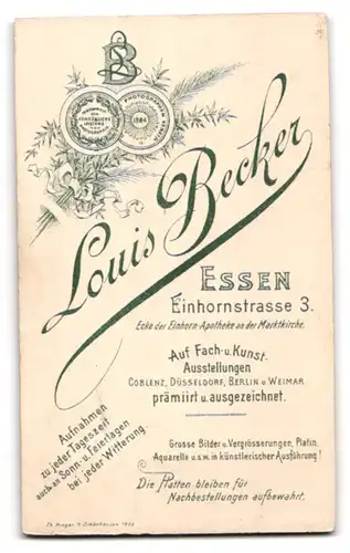 Fotografie Louis Becker, Essen, Einhornstr. 3, Junge Dame mit Hochsteckfrisur