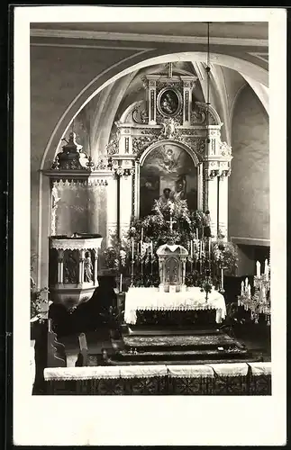 Fotografie unbekannter Fotograf, Ansicht Gross Schönau / Böhmen, Altar in einer Kirche