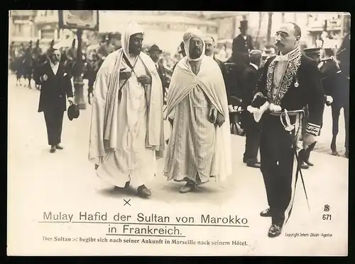 Riesen-AK Marseille, Mulay Hafid Sultan von Marokko aufStaatsbesuch in Frankreich