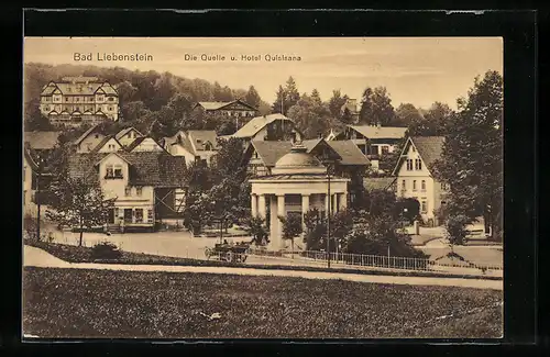 AK Bad Liebenstein, Die Quelle und Hotel Quisisana