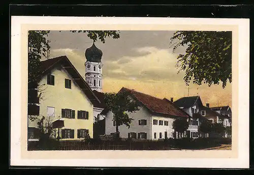 AK Seeshaupt am Starnberger See, Ortsansicht mit Kirche