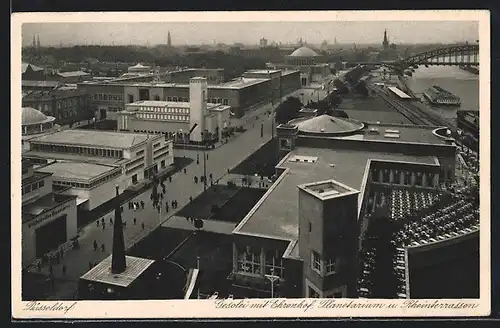 AK Düsseldorf, Gesolei mit Ehrenhof, Planetarium und Rheinterrassen