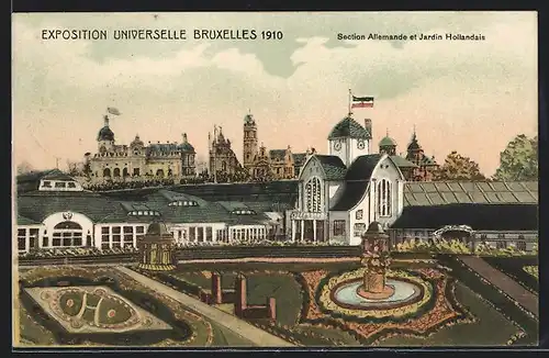 AK Bruxelles, Exposition Universelle 1910, Section Allemande et Jardin Hollandais