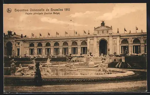 AK Bruxelles, Exposition Universelle 1910, Facade principale, Ausstellung