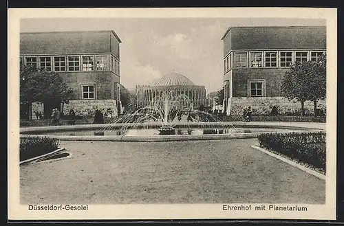 AK Düsseldorf, Ausstellung Gesolei, Ehrenhof mit Planetarium