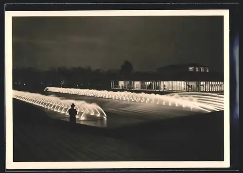 AK Stuttgart, Reichsgartenschau 1939, Nachtstimmung bei den Wasserspielen