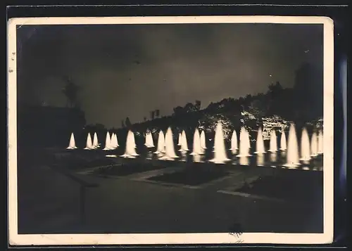 AK Stuttgart, Reichsgartenschau 1939, Nächtliche Illumination im Tal der Rosen, Ausstellung