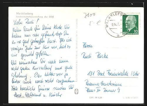 AK Markkleeberg, Landwirtschaftlicheausstellung der DDR