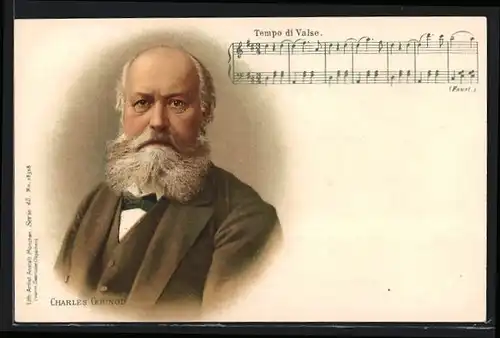 Lithographie Charles Gounod, Tempo di Valse, Portrait des Komponisten