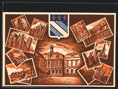 AK Exposition Philatelique de Propagande Troyes 1938, Briefmarken