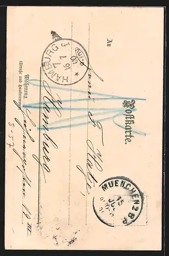 AK Münchner Kindl mit Radi reitet auf einem Bierfass