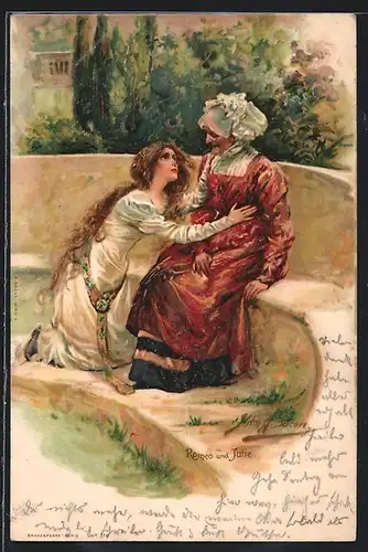 AK Schriftsteller William Shakespeare, Szene aus Romeo und Julia, Julia spricht zu ihrer Amme
