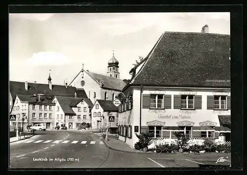 AK Leutkirch im Allgäu, Gasthof zum Mohren, Lebensmittel Otto Meyer, VW Bulli