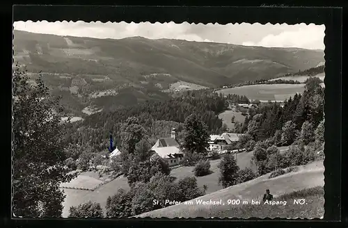 AK St. Peter am Wechsel, Panorama mit Kirche