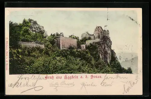 AK Aggsbach a. d. Donau, Blick zum Schloss Aggstein