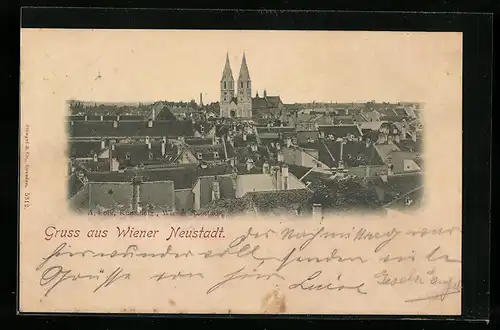 AK Wiener Neustadt, Teilansicht mit Kirche