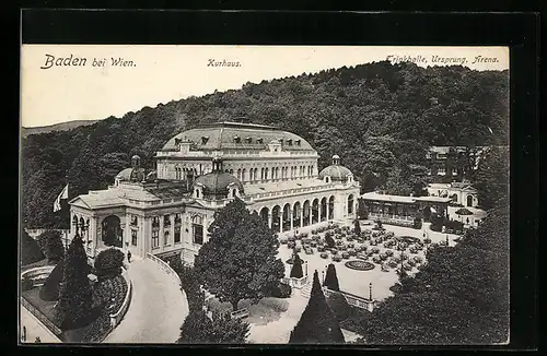 AK Baden, Kurhaus mit Trinkhalle, Ursprung und Arena