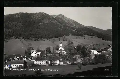 AK Schwarzau im Gebirge, Teilansicht mit Kirche und Obersberg
