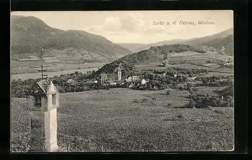 AK Spitz a. d. Donau /Wachau, Ortspartie mit Kirche