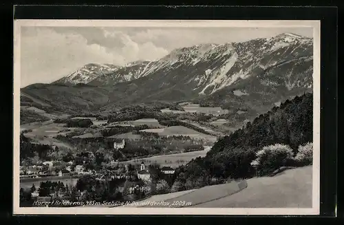 AK Reichenau, Ortsansicht mit der Rax