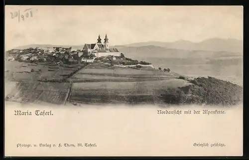 AK Maria Taferl, Nordansicht mit Alpenkette