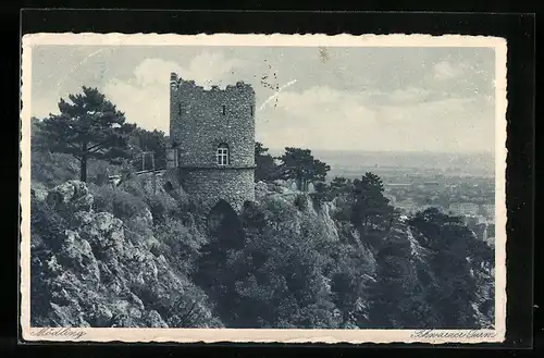 AK Mödling, Schwarzer Turm mit Fernblick