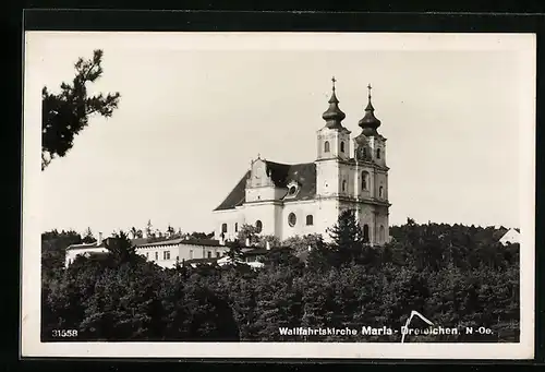 AK Maria Dreieichen, Wallfahrtskirche aus der Vogelschau