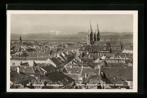 AK Wr. Neustadt, Teilansicht gegen Schneeberg und Hohe Wand