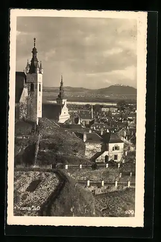 AK Krems /Donau, Teilansicht mit Fernblick aus der Vogelschau