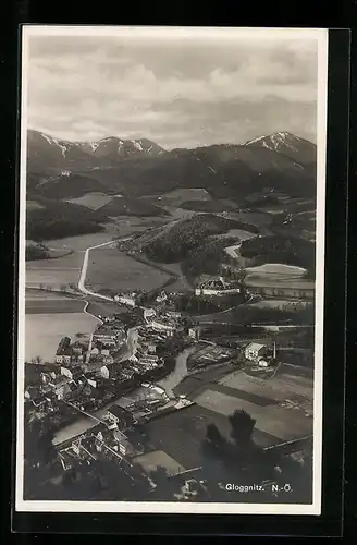 AK Gloggnitz, Totalansicht aus der Vogelschau