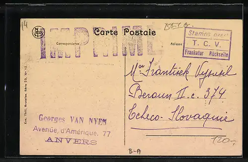 AK Anvers, Entrée de la rue Leys