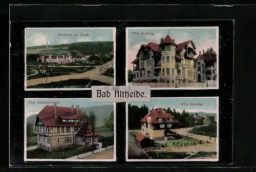 AK Bad Altheide, Kurhaus mit Park, Villa Hedwig, Villa Zimmermann, Villa Lessing